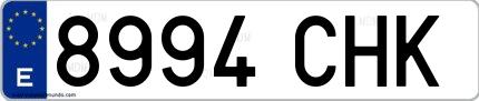 Ejemplo de matrícula española 8994 CHK