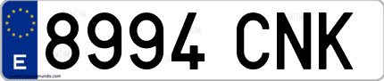 Ejemplo de matrícula de coche ordinaria 8994 CNK