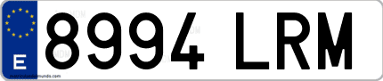 Ejemplo de matrícula de coche ordinaria 8994 LRM