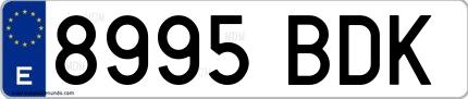 Ejemplo de matrícula de coche ordinaria 8995 BDK