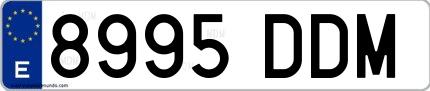 Ejemplo de matrícula española 8995 DDM