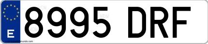 Ejemplo de matrícula española 8995 DRF