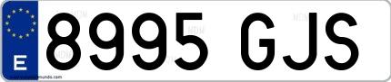 Ejemplo de matrícula española 8995 GJS