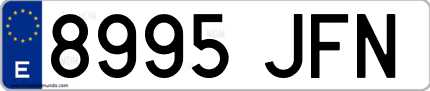 Ejemplo de matrícula de coche ordinaria 8995 JFN