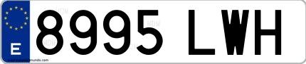 Ejemplo de matrícula española 8995 LWH