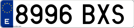 Ejemplo de matrícula de coche ordinaria 8996 BXS