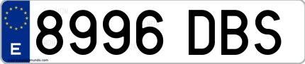 Ejemplo de matrícula española 8996 DBS