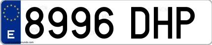 Ejemplo de matrícula española 8996 DHP