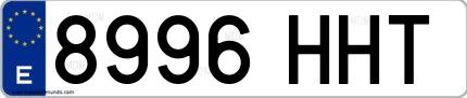 Ejemplo de matrícula española 8996 HHT