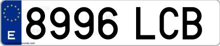 Ejemplo de matrícula española 8996 LCB