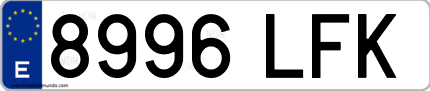 Ejemplo de matrícula de coche ordinaria 8996 LFK