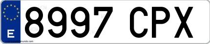 Ejemplo de matrícula española 8997 CPX