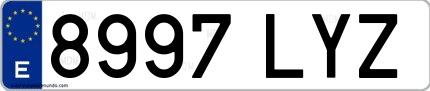 Ejemplo de matrícula española 8997 LYZ