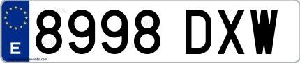 Ejemplo de matrícula española 8998 DXW