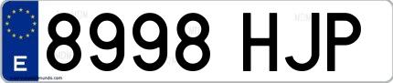 Ejemplo de matrícula española 8998 HJP
