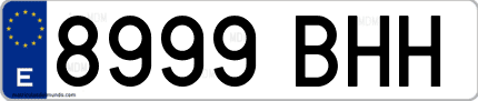 Ejemplo de matrícula de coche ordinaria 8999 BHH