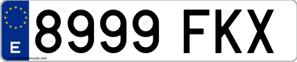 Ejemplo de matrícula de coche ordinaria 8999 FKX