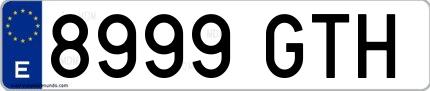 Ejemplo de matrícula española 8999 GTH