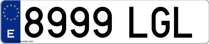 Ejemplo de matrícula de coche ordinaria 8999 LGL