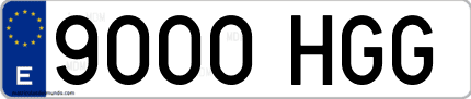 Ejemplo de matrícula de coche ordinaria 9000 HGG