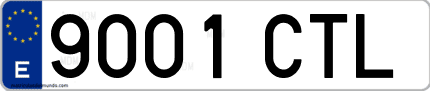 Ejemplo de matrícula de coche ordinaria 9001 CTL