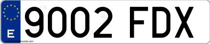 Ejemplo de matrícula española 9002 FDX