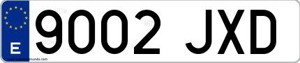 Ejemplo de matrícula de coche ordinaria 9002 JXD
