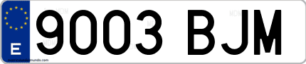 Ejemplo de matrícula de coche ordinaria 9003 BJM