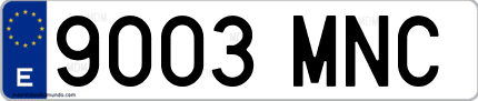 Ejemplo de matrícula de coche ordinaria 9003 MNC