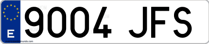Ejemplo de matrícula de coche ordinaria 9004 JFS