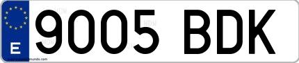 Ejemplo de matrícula española 9005 BDK