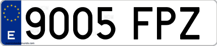 Ejemplo de matrícula de coche ordinaria 9005 FPZ