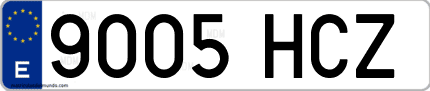 Ejemplo de matrícula de coche ordinaria 9005 HCZ