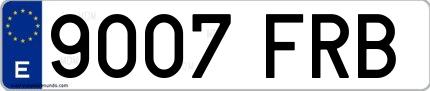 Ejemplo de matrícula española 9007 FRB