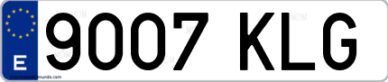 Ejemplo de matrícula de coche ordinaria 9007 KLG