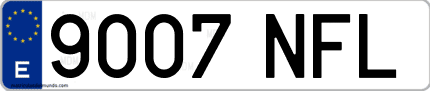 Ejemplo de matrícula de coche ordinaria 9007 NFL