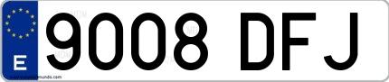 Ejemplo de matrícula española 9008 DFJ