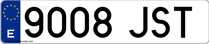 Ejemplo de matrícula de coche ordinaria 9008 JST