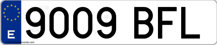 Ejemplo de matrícula de coche ordinaria 9009 BFL