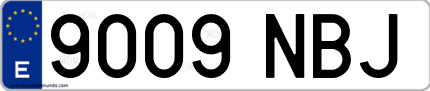 Ejemplo de matrícula de coche ordinaria 9009 NBJ