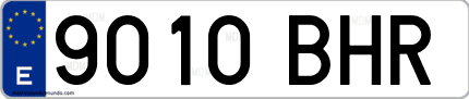 Ejemplo de matrícula de coche ordinaria 9010 BHR