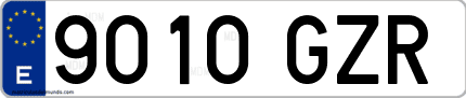 Ejemplo de matrícula de coche ordinaria 9010 GZR