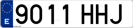 Ejemplo de matrícula de coche ordinaria 9011 HHJ