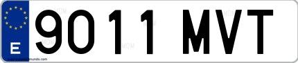 Ejemplo de matrícula española 9011 MVT