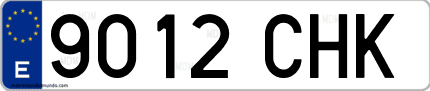 Ejemplo de matrícula de coche ordinaria 9012 CHK