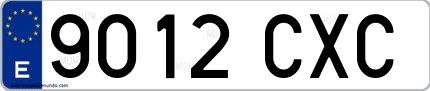 Ejemplo de matrícula española 9012 CXC