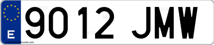 Ejemplo de matrícula de coche ordinaria 9012 JMW
