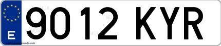 Ejemplo de matrícula española 9012 KYR