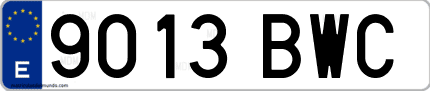Ejemplo de matrícula de coche ordinaria 9013 BWC