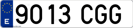 Ejemplo de matrícula de coche ordinaria 9013 CGG